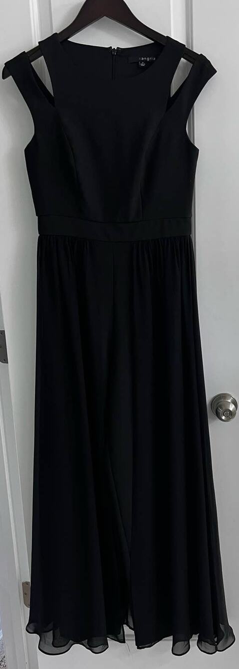Sangria Chiffon Overlay Jumpsuit, Black, 4